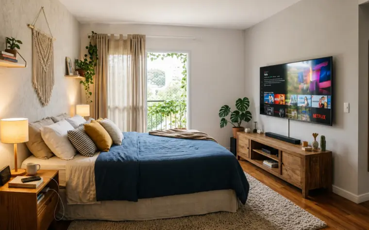 Tamanho ideal de TV para o quarto e como escolher certo